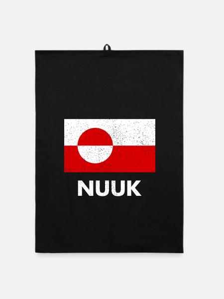 Greenland Flag - Nuuk - Grönland - Denmark Danmark - Organic Geschirrtuch - Schwarz - Vorne