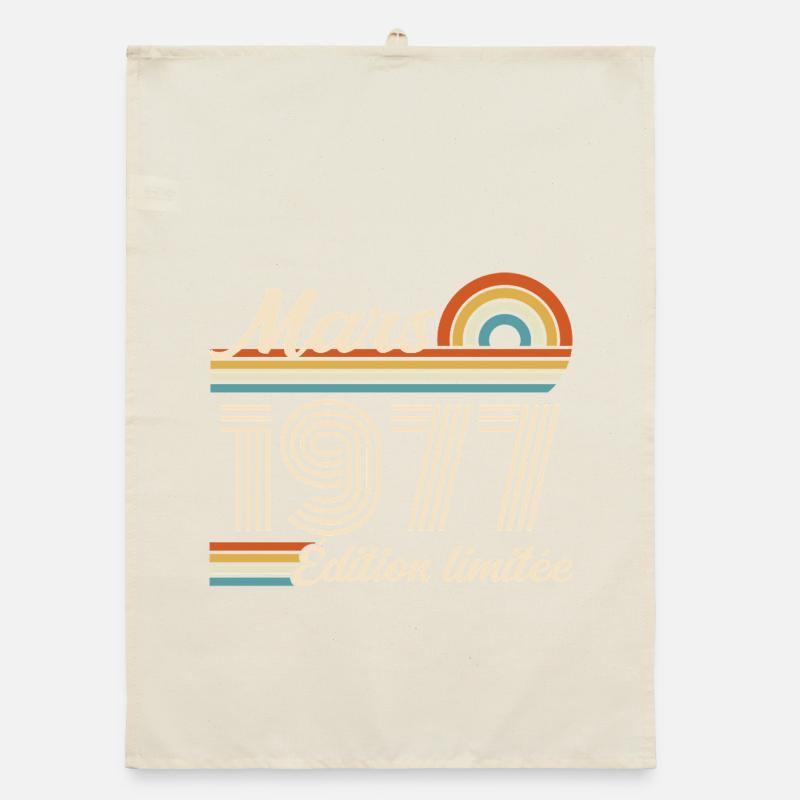 49th Birthday Gift - Born in March 1977 Organic dish towel