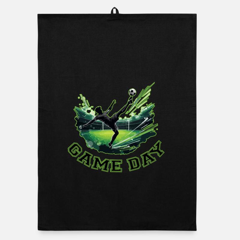 Game Day Soccer: Dynamic Save - Organic dish towel - black