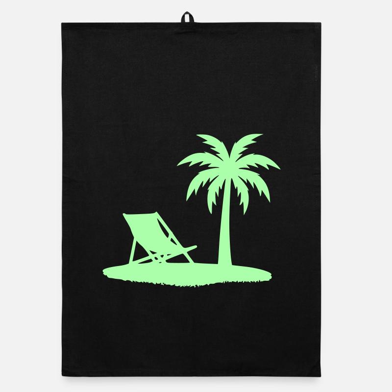 Palm Tree Deck Chair Beach Vector Organic dish towel