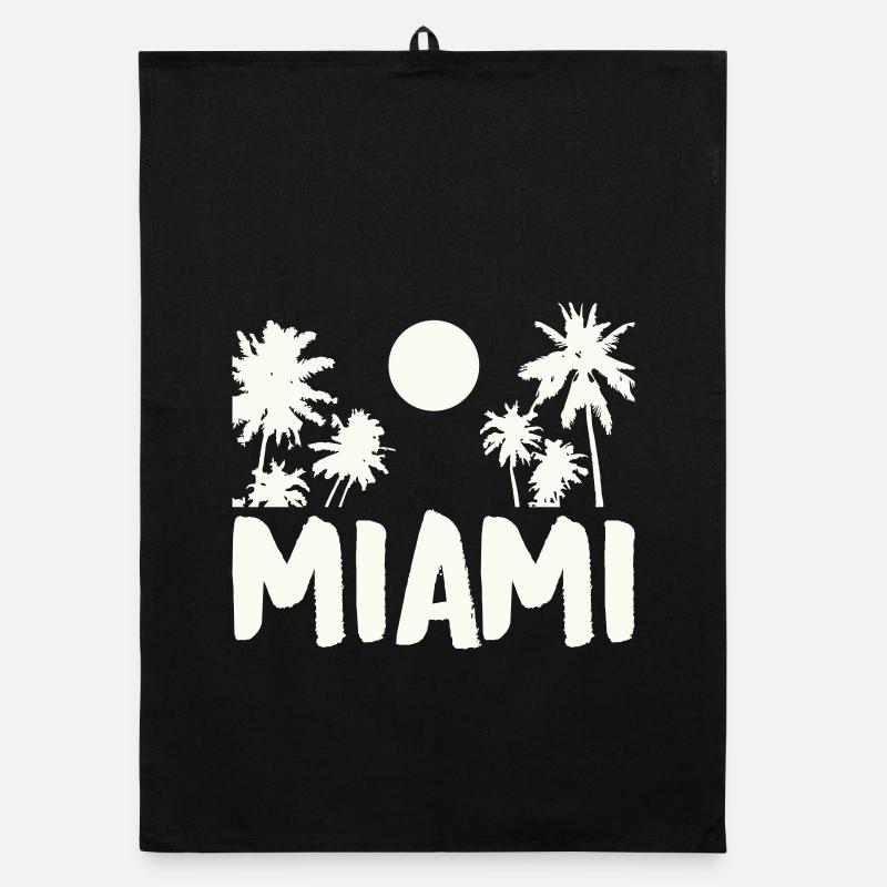 Miami Night Palm Trees Organic dish towel