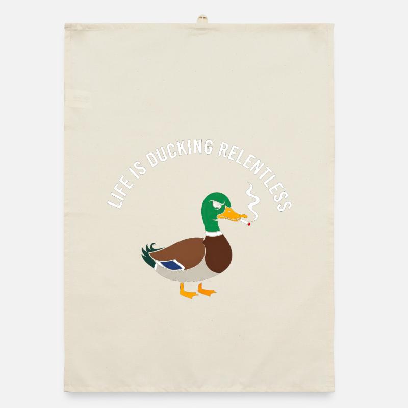 Relentless Duck Smoking Satire Organic dish towel
