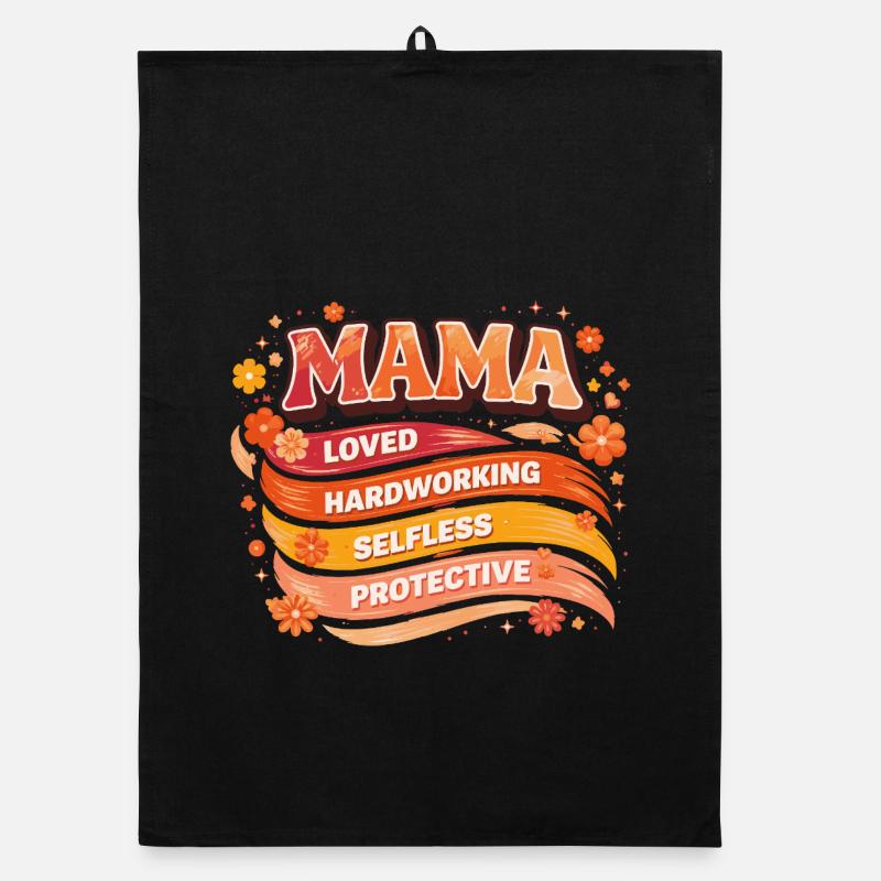 MAMA Qualités Rétro Vagues et Fleurs | Cadeau Torchon bio