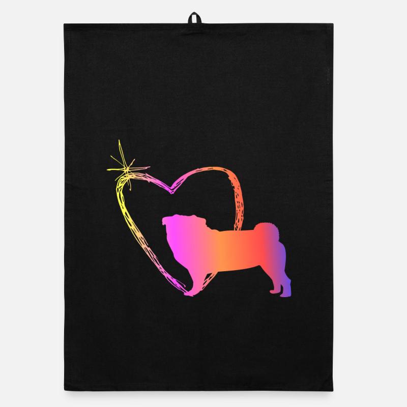 Mops mit Herz Organic Geschirrtuch