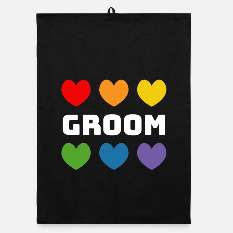 Rainbow Hearts Groom blanc Torchon bio