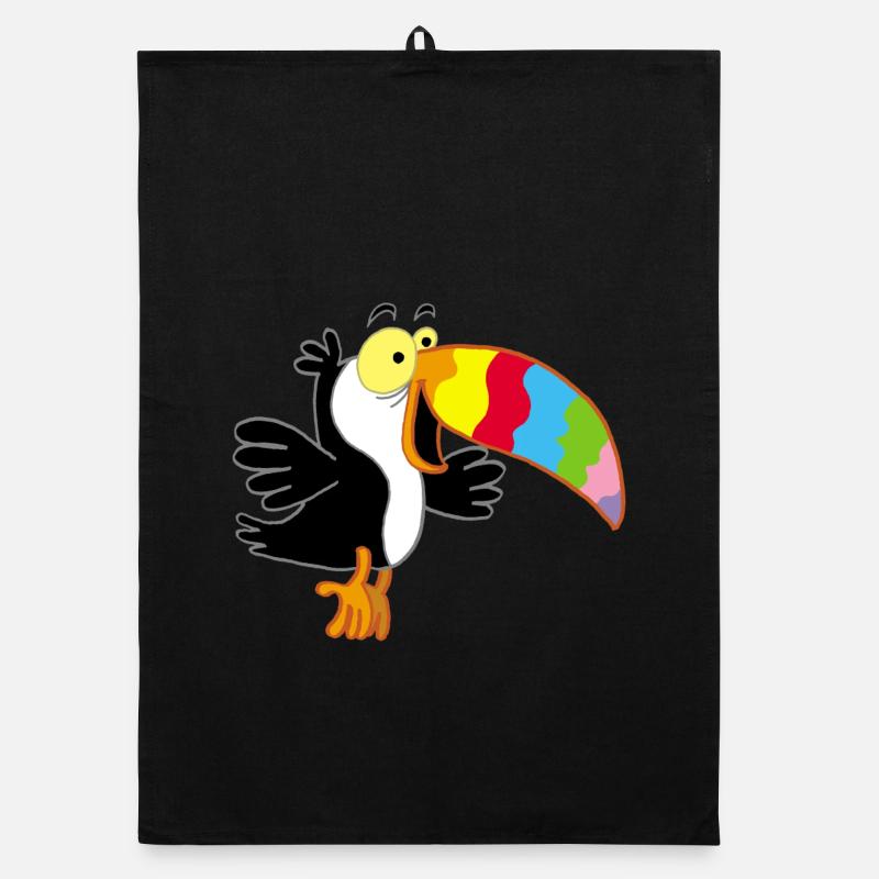 Bird and multicolored beak Organic dish towel