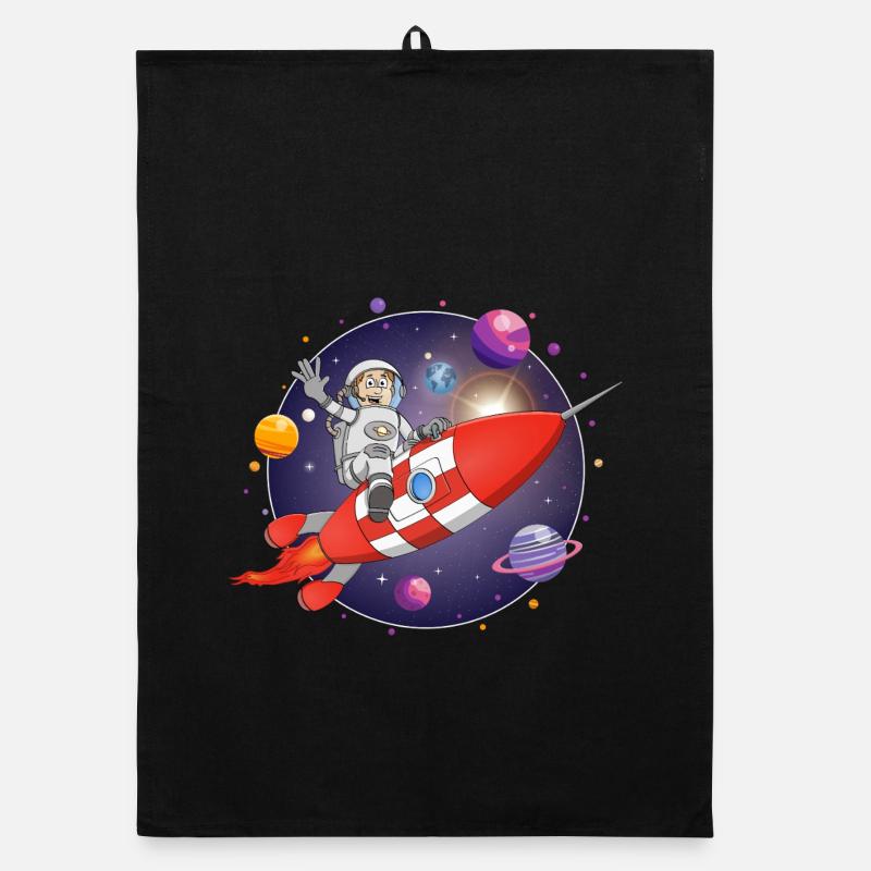 L’astronaute et la fusée rouge dans l’espace Torchon bio
