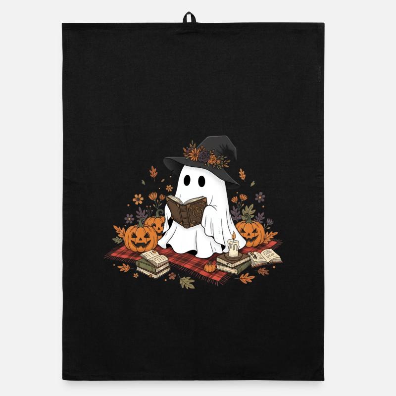 Witch Witch with Pumpkins and Magic Book Organic dish towel