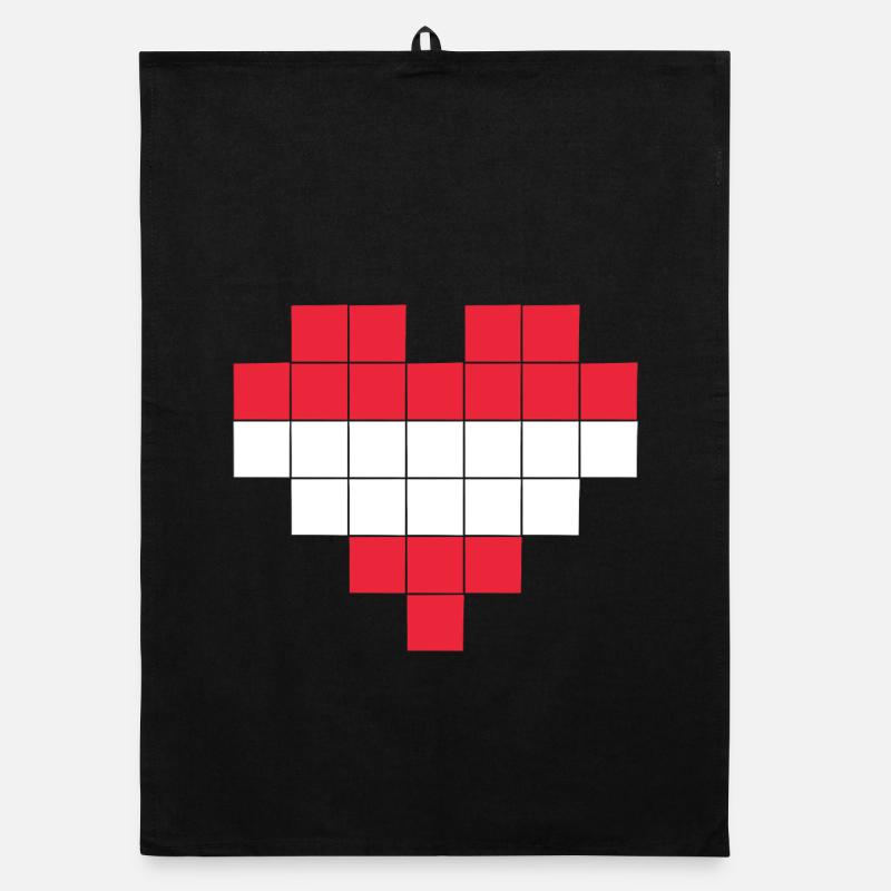 Pixel Heart Autriche Drapeau Torchon bio
