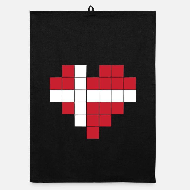 Pixel Heart Drapeau du Danemark Torchon bio