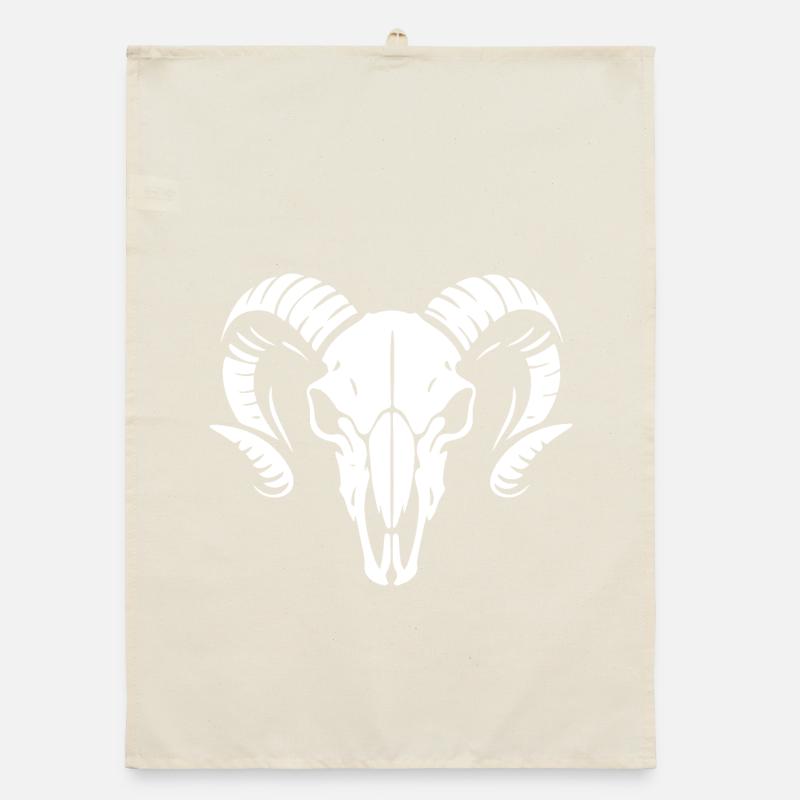 Ram's Head Skull with Horns - Battering Ram Organic dish towel