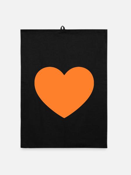 orangenes Herz orangen Geschenk Valentinstag - Organic Geschirrtuch - Schwarz - Vorne