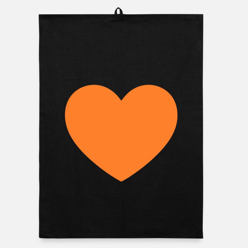 orangenes Herz orangen Geschenk Valentinstag - Organic Geschirrtuch - Schwarz