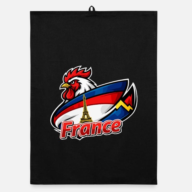 French rooster with Eiffel Tower flag Organic dish towel