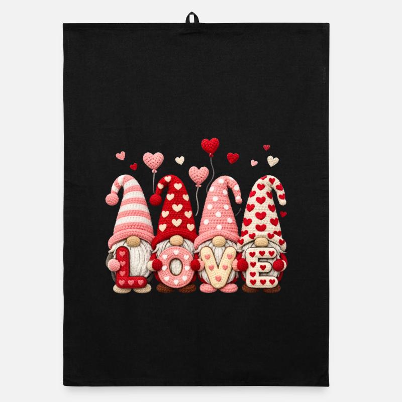 Motif de cœur de gnome de la Saint-Valentin avec amour Torchon bio