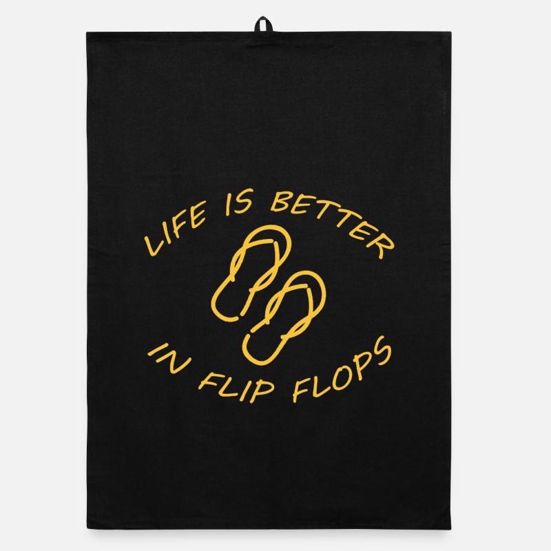 LIFE IS BETTER IN FLIP FLOPS Organic Geschirrtuch