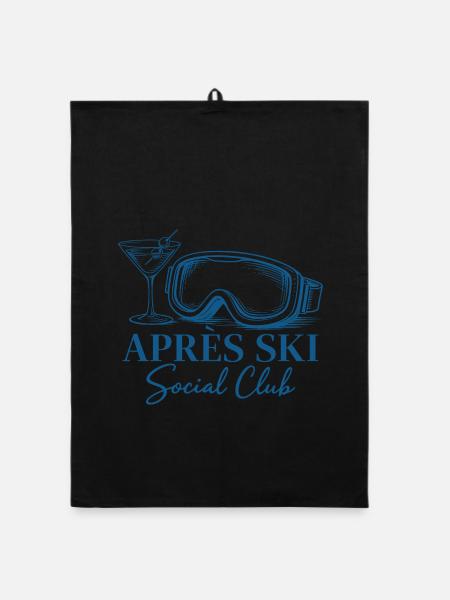 Après Ski Club Cocktail Skiing Winter Holiday - Organic dish towel - black - Front