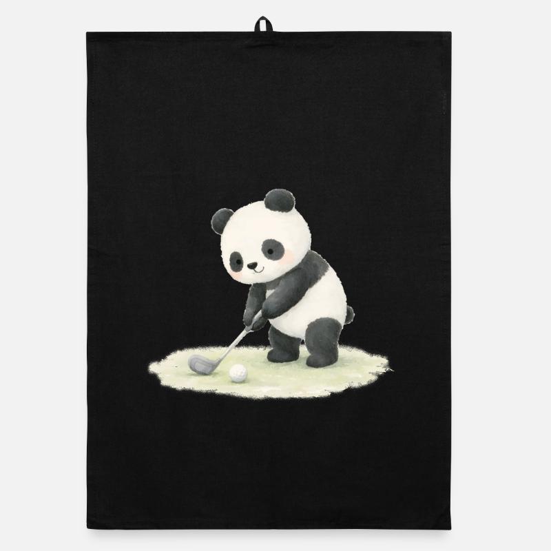 Panda Playing Golf Illustration Organic dish towel
