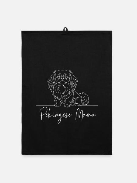 Pekingese Mama – Peke-Hund-Mama Besitzerin Löwen-Schoßhund - Organic Geschirrtuch - Schwarz - Vorne
