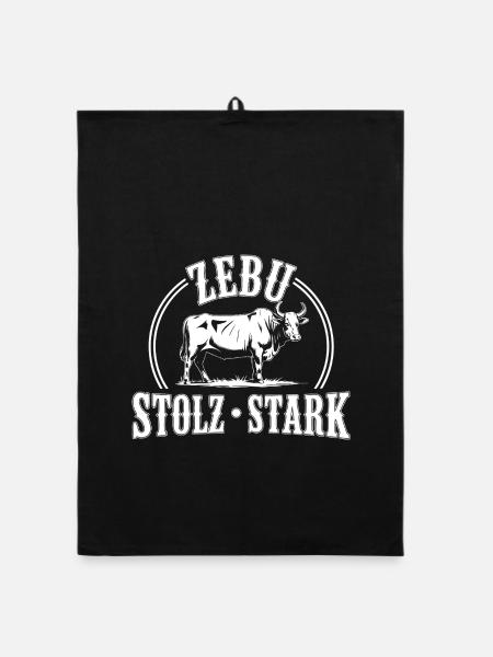 Zebu Stolz Stark Logo - Organic Geschirrtuch - Schwarz - Vorne