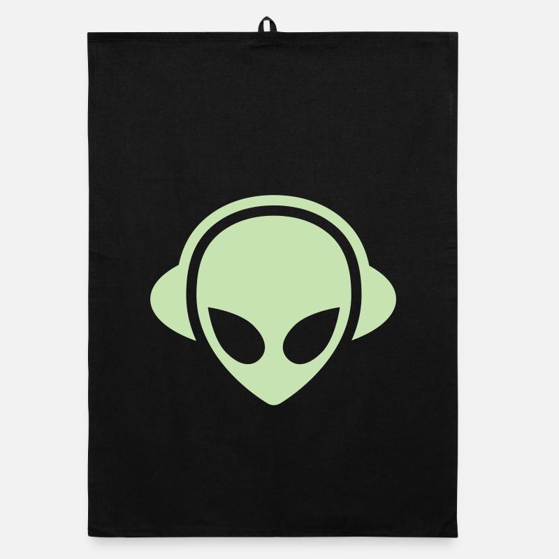 Alien headphones Glow in the dark Organic dish towel