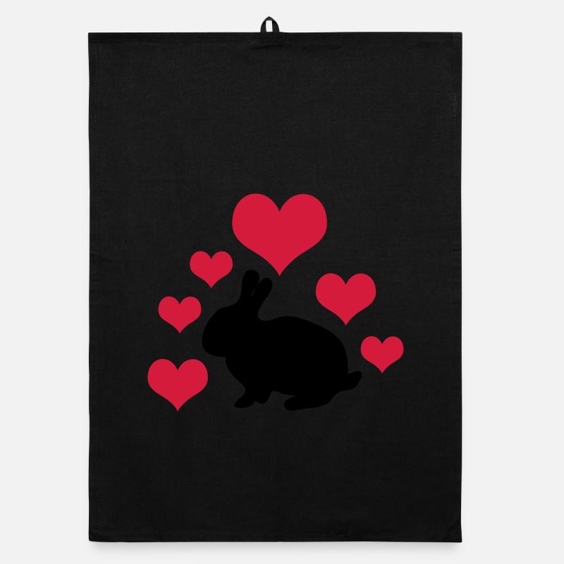 Rabbit with 6 hearts 2 Organic dish towel