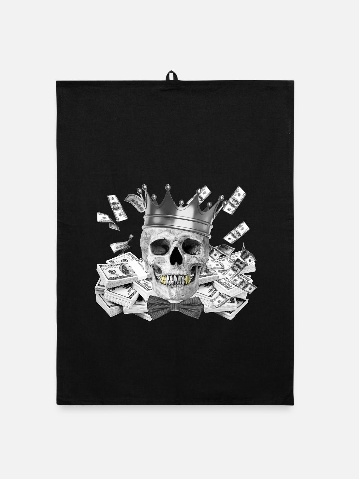 Tete de mort - Torchon bio - noir - Devant
