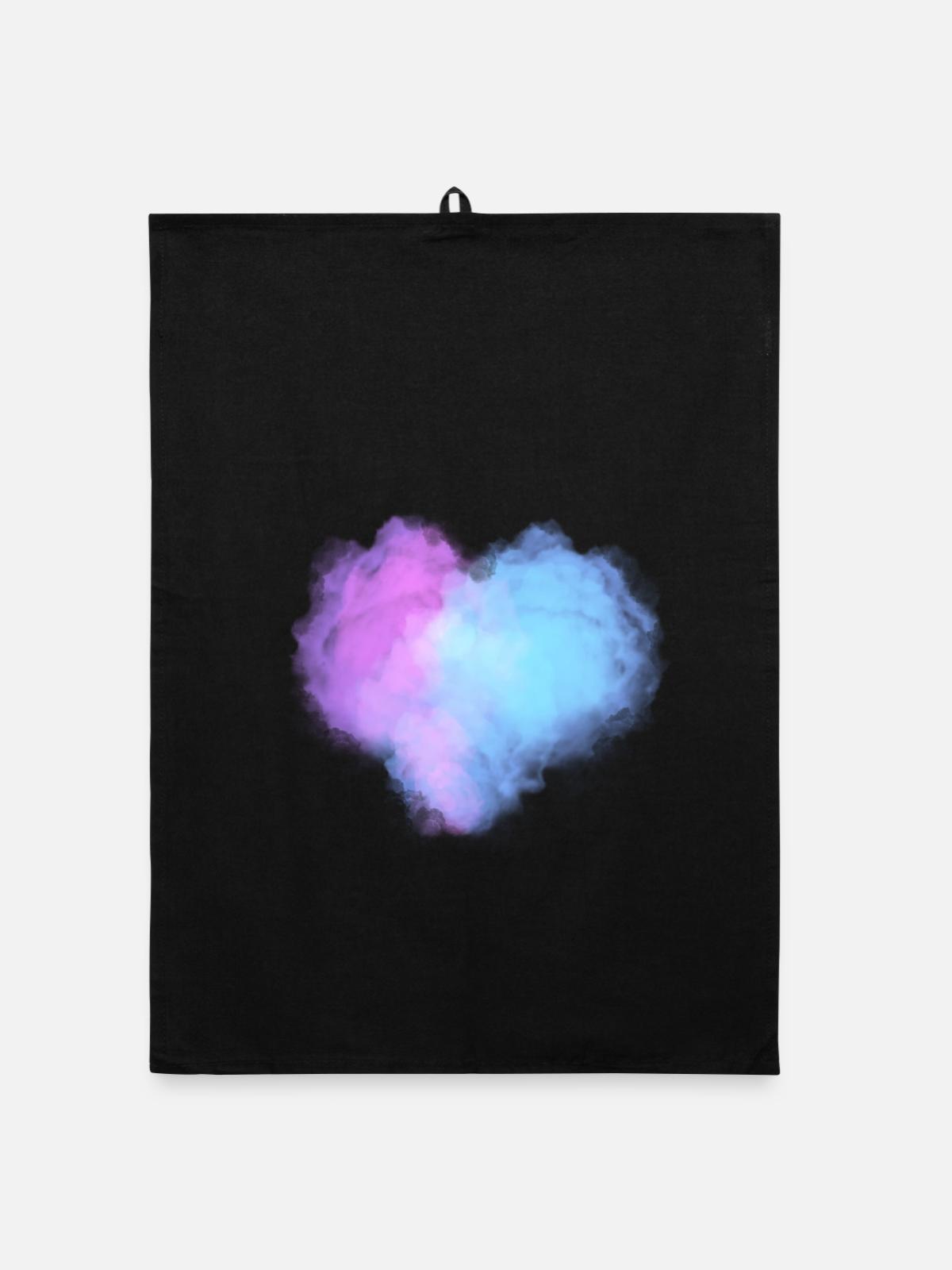 Heart shaped clouds - Organic dish towel - black - Front
