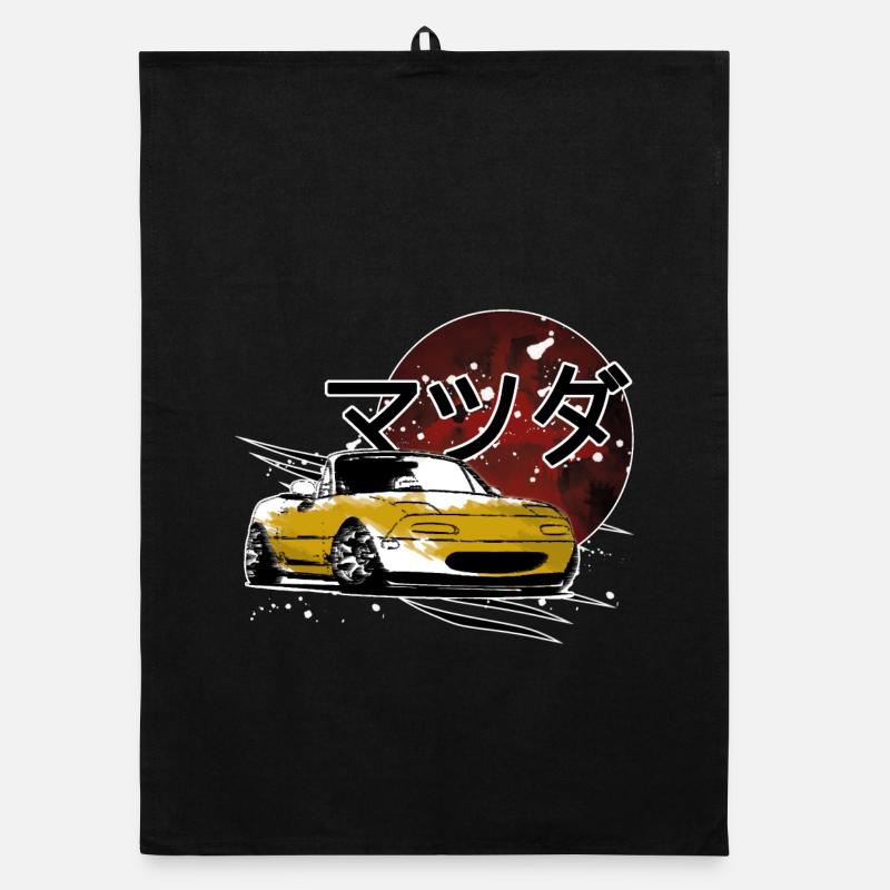 Voiture japonaise Miata Mx5 jaune rouge Torchon bio