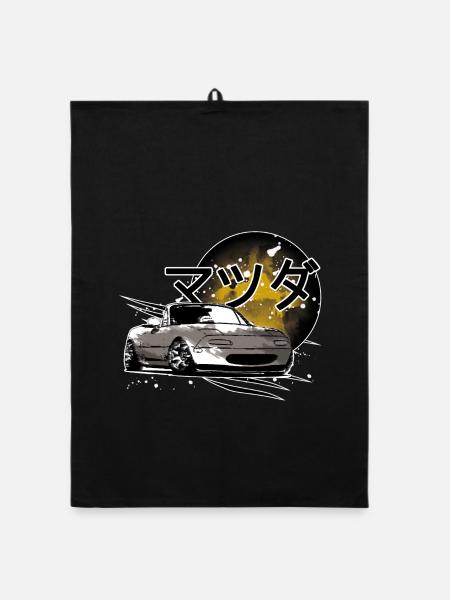 Japanese car Miata Mx5 - Organic dish towel - black - Front