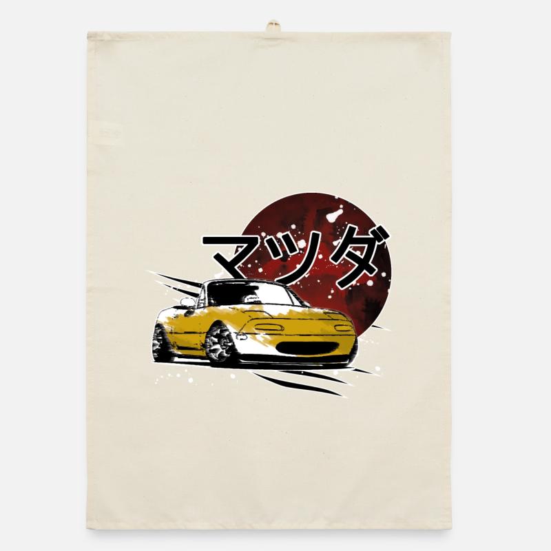Japanese car yellow Japanese writing Organic dish towel