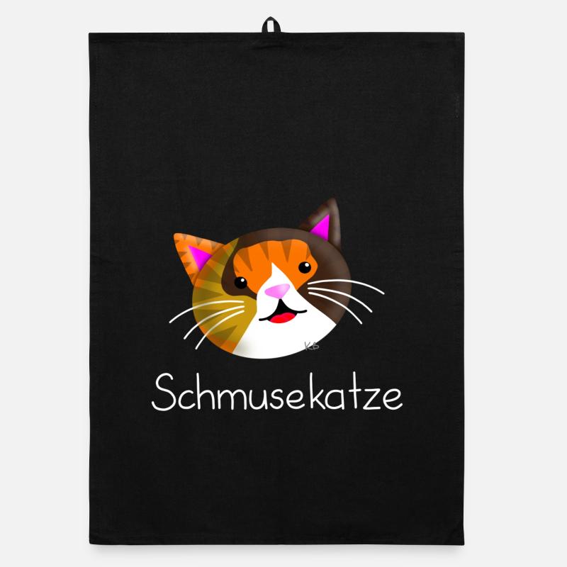Schmusekatze - Organic Geschirrtuch - Schwarz