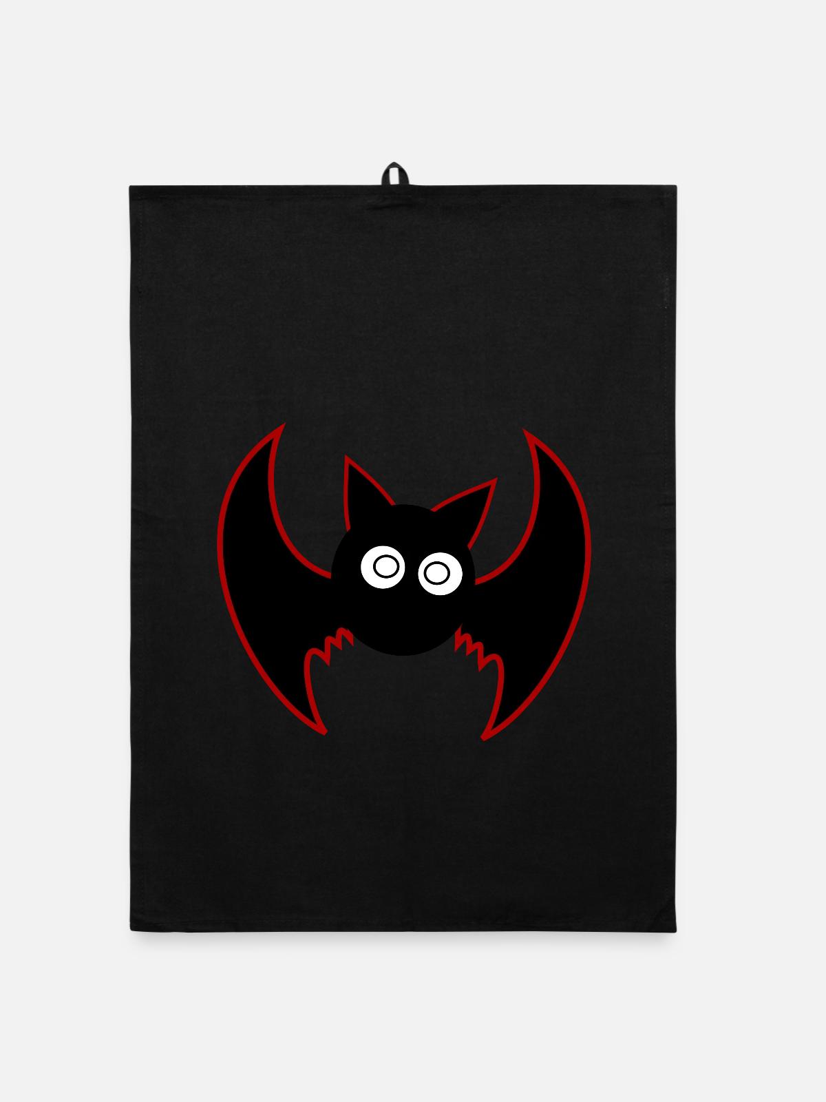 Chauve-souris d’Halloween - Torchon bio - noir - Devant