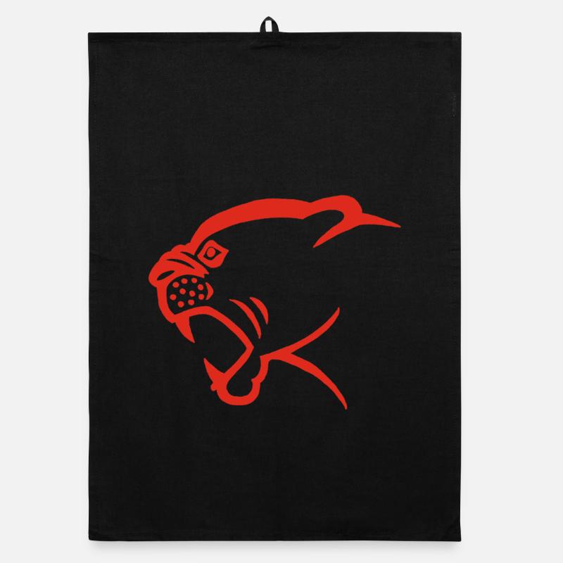 Red Panther Head Organic dish towel