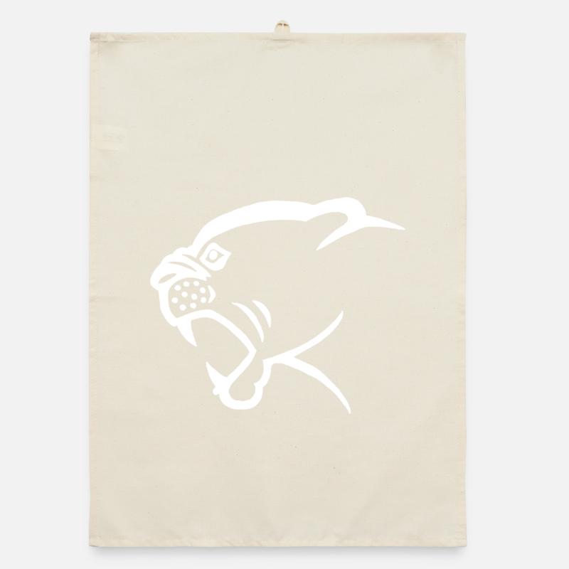 White panther head Organic dish towel