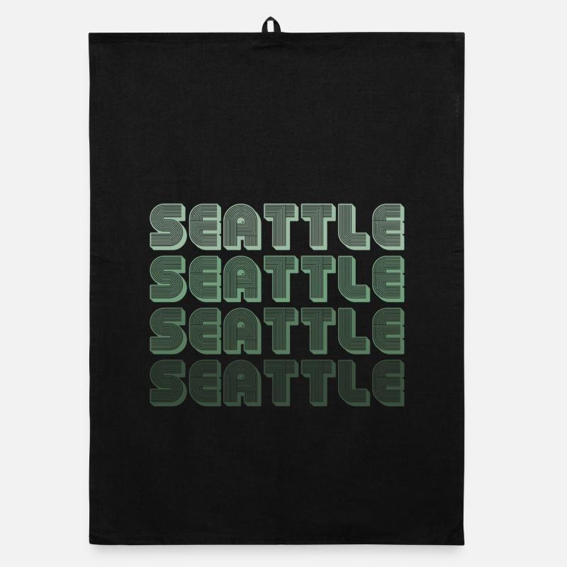 Seattle Retro Blockletters Organic dish towel