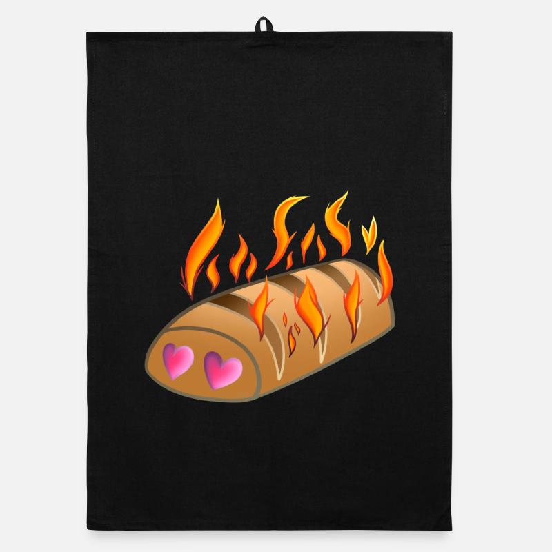 L'amour d'une brioche chaude ! Par Pousse2Bambou ! - Torchon bio - noir