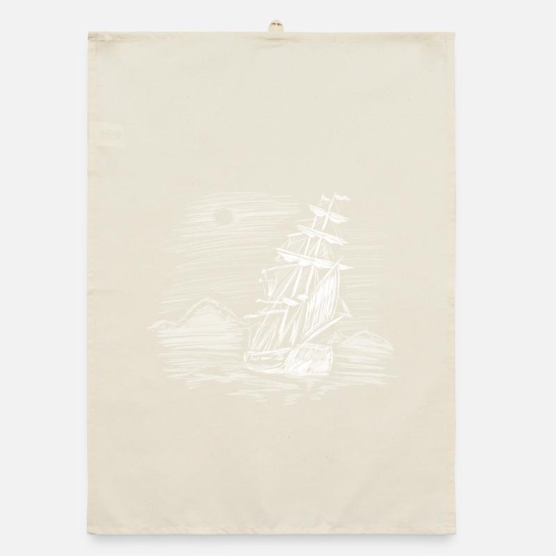 Sailing ship on course Organic dish towel