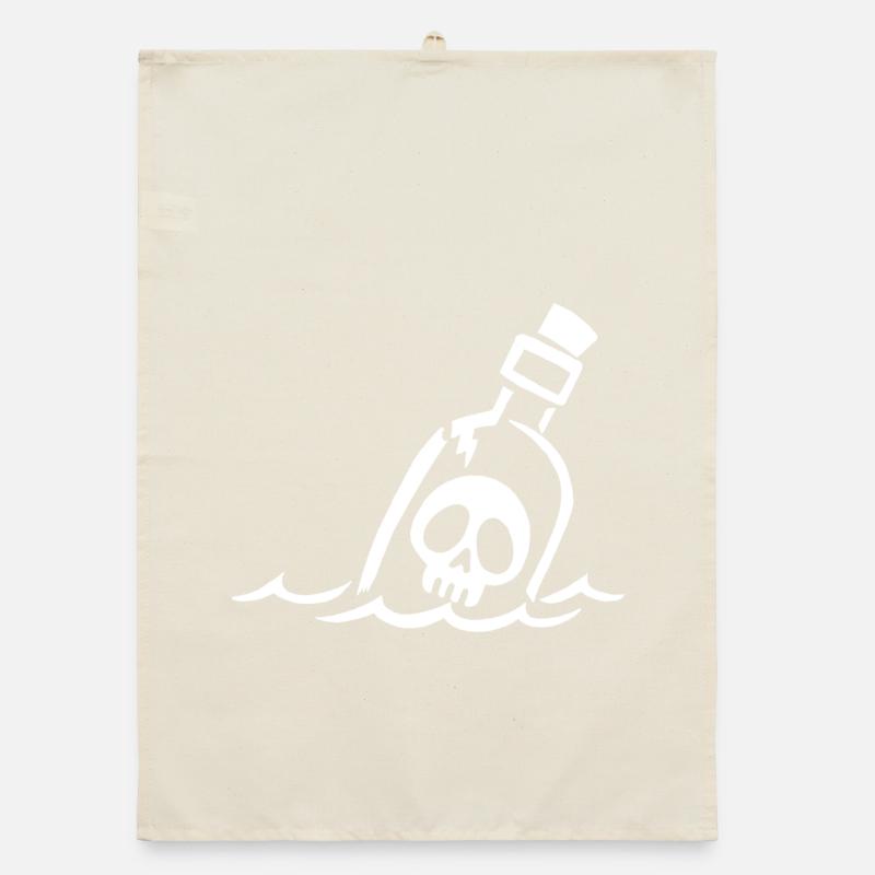 White Skull in a Bottle Organic dish towel