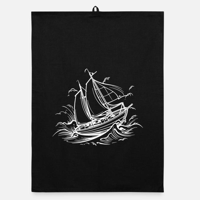 Sailing Ship Drawing Organic dish towel