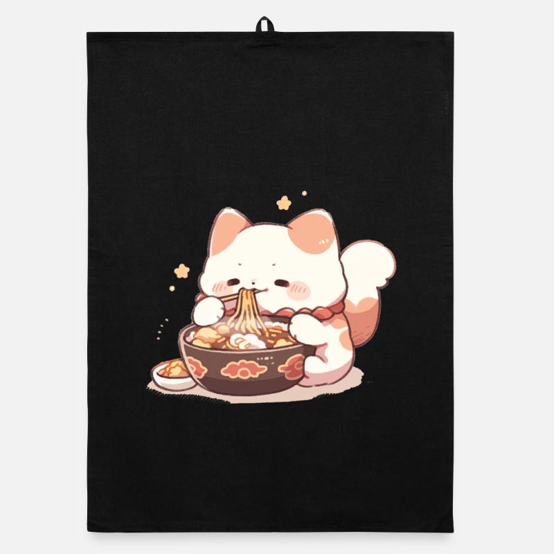 Spaghetti cats - Cat is having fun with past Organic dish towel