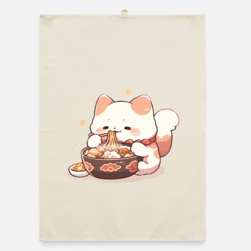 Chats spaghetti - Le chat s’amuse avec le passé Torchon bio