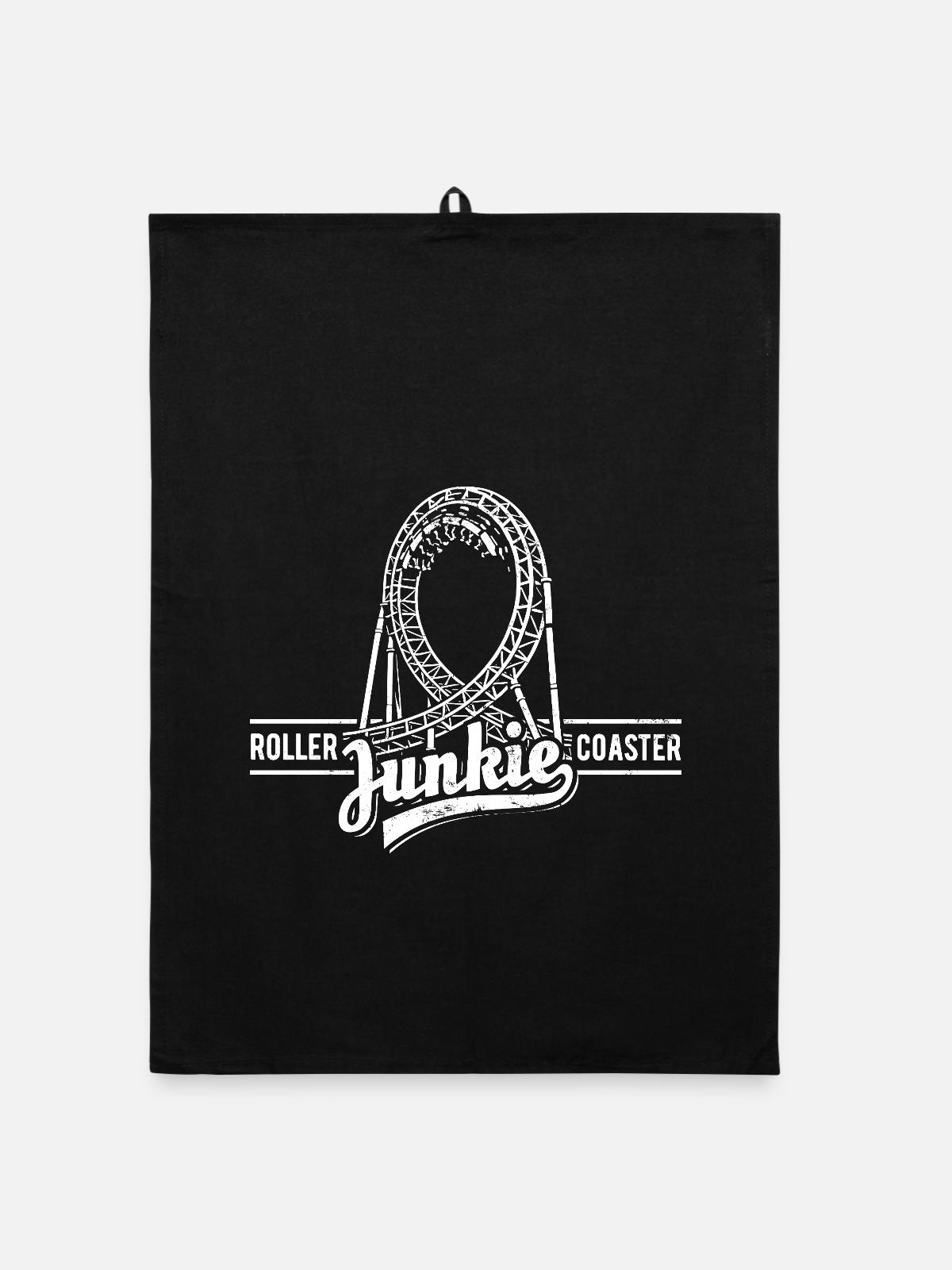 Rollercoaster Junkie - Achterbahn - Looping - Organic Geschirrtuch - Schwarz - Vorne