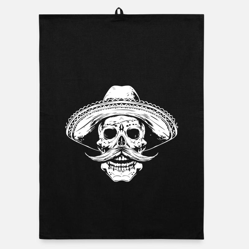 Schädel mit Sombrero Organic Geschirrtuch