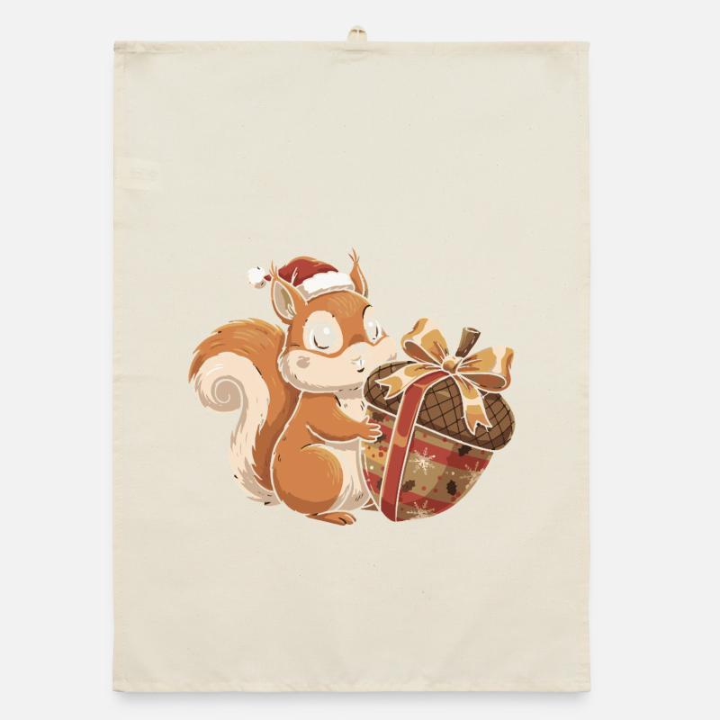 Cadeau d’écureuil Winter Joy Torchon bio