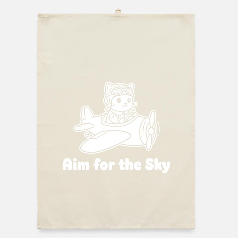 Aim for the Sky Kitty Pilot Organic Geschirrtuch