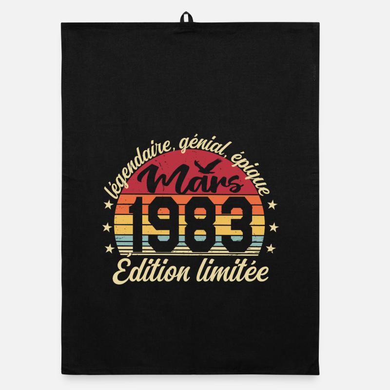 March 1983 43 Years Birthday Gift March 1983 Organic dish towel