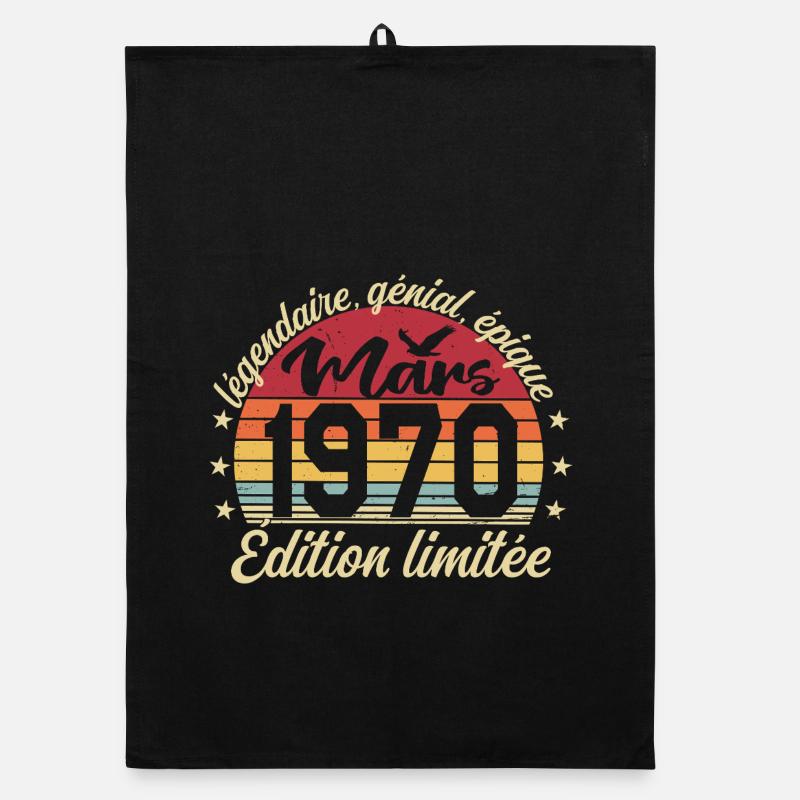 Mars 1970 56 ans Cadeau Anniversaire Mars 1970 Torchon bio