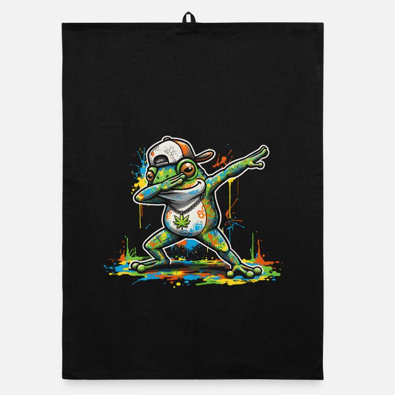 Funny Frog Dab Dance Graffiti Motif Organic dish towel