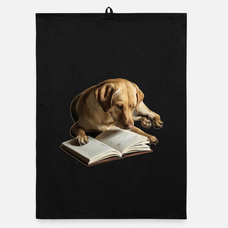 Dog Reading Book Labrador Retriever Organic dish towel
